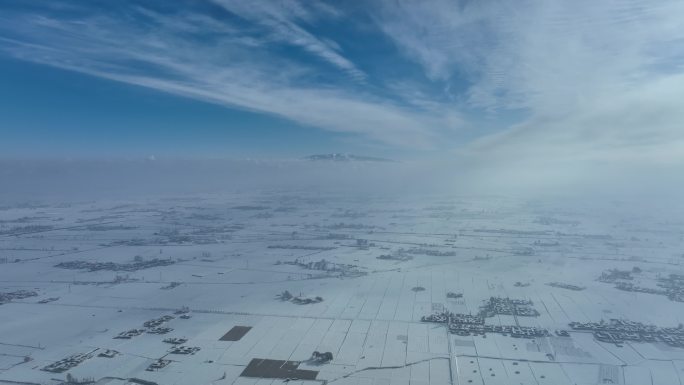 大雪覆盖下的农田