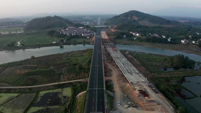 高速公路建设工地航拍