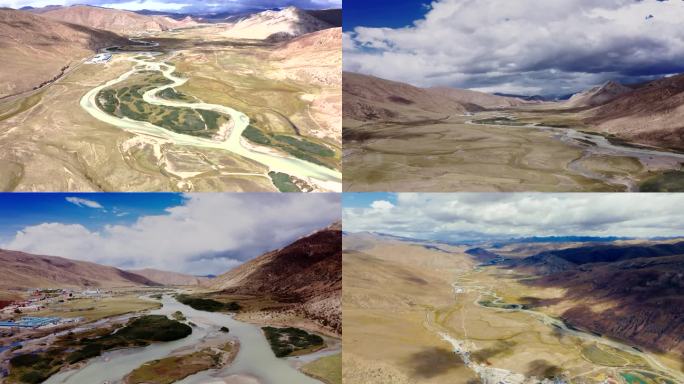 航拍玉曲河 西藏玉曲河 高原