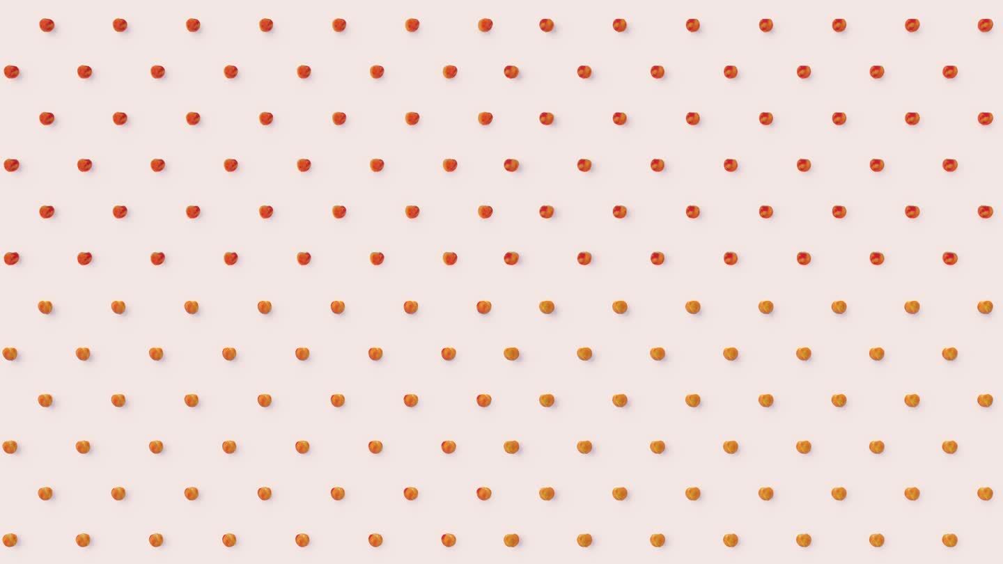 桃子滚动在一个简单的彩色背景与无缝循环