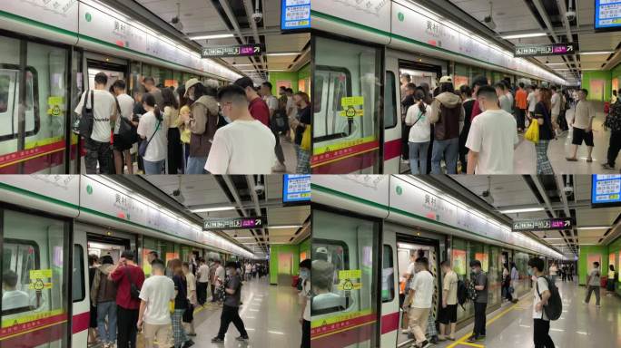 广州地铁4号线乘客上车