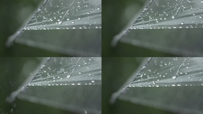 阴天下雨水滴大雨打伞雨伞