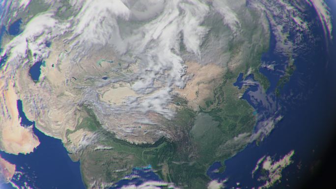 4K地球俯冲中国地图长三角地区