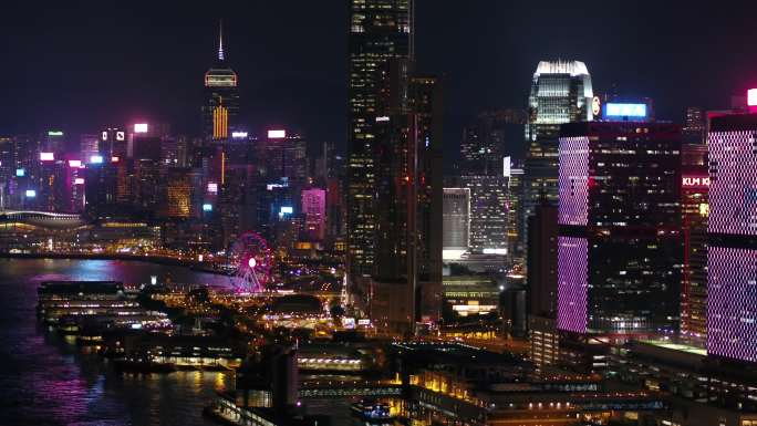4k航拍香港夜景