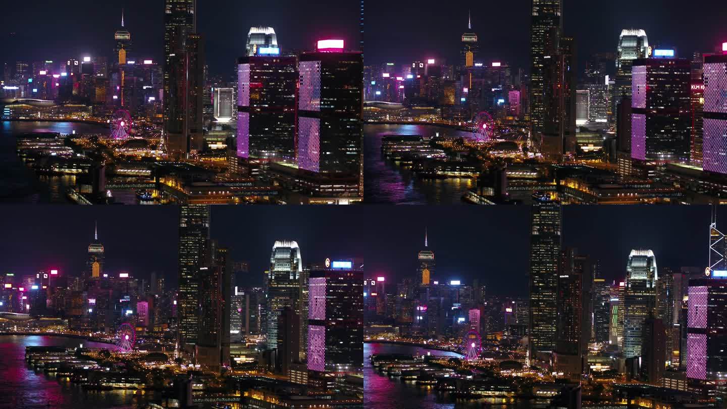 4k航拍香港夜景