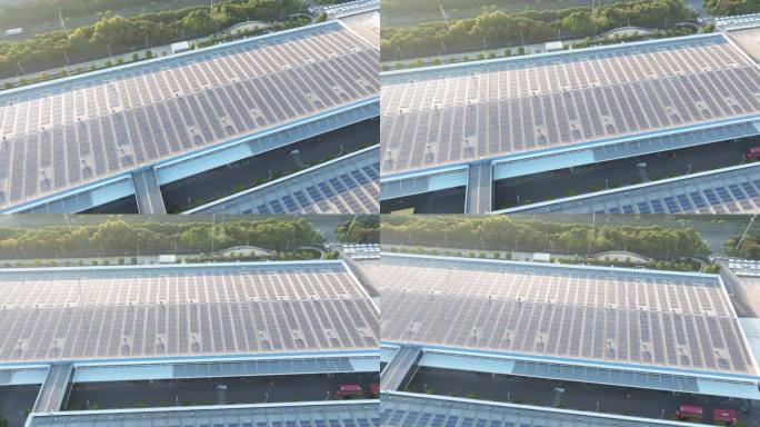 航拍化工厂与工厂顶光伏太阳能板