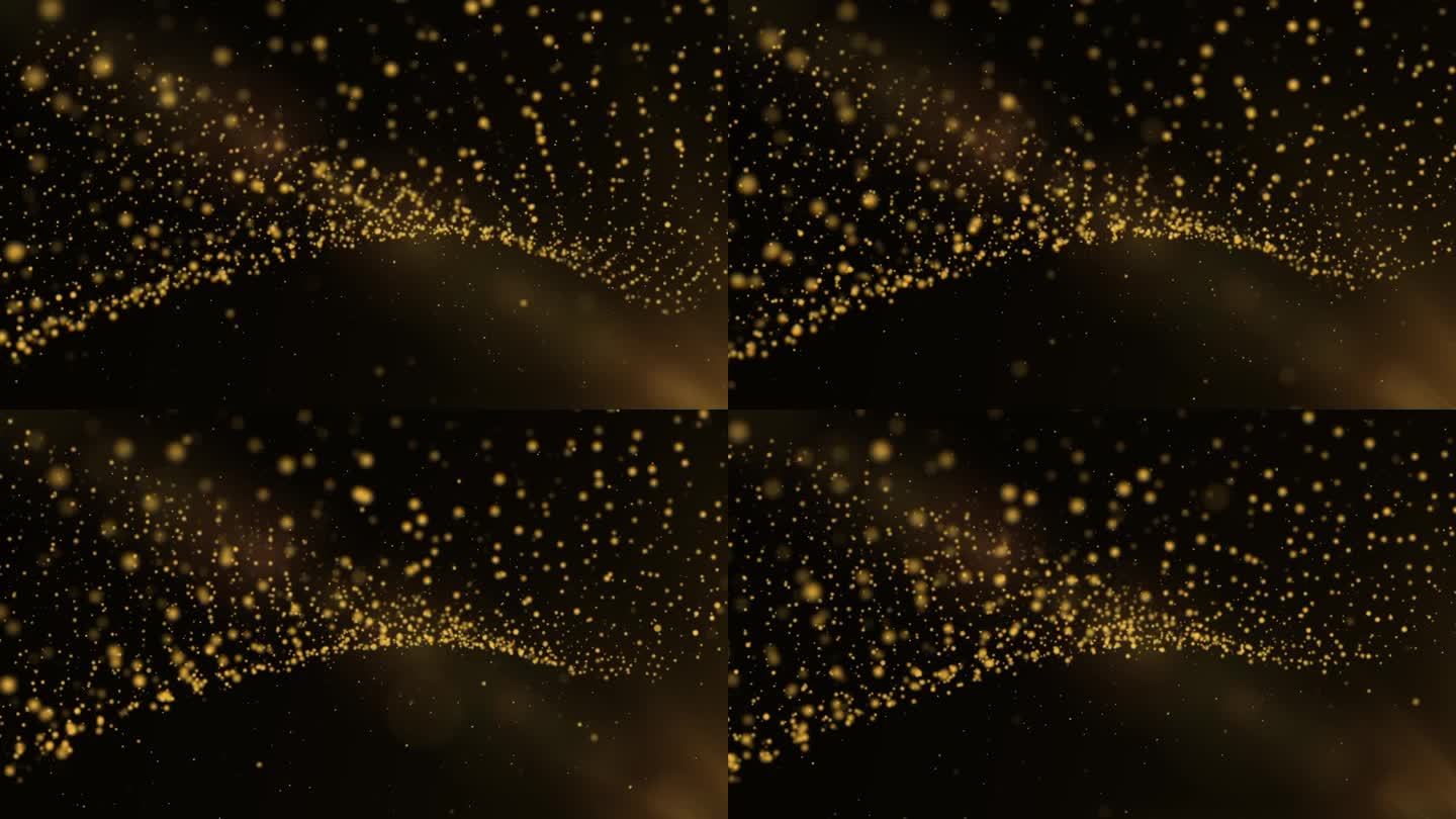 抽象奢华，优质闪闪发光的金色粒子网格运动背景漂浮在网络空间循环背景