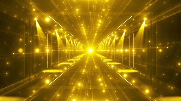 4K金色阵列灯光粒子隧道
