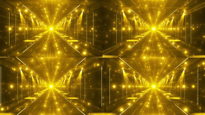 4K金色阵列灯光粒子隧道