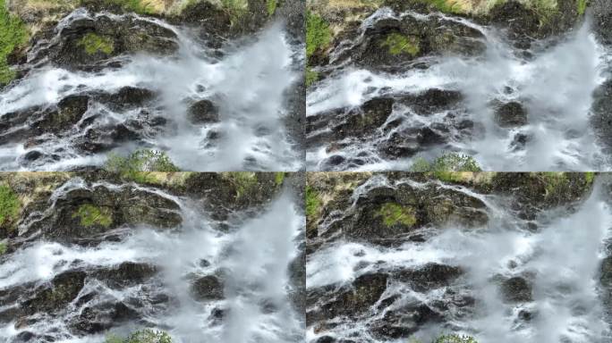 巴基斯坦北部斯卡尔都吉尔吉特巴尔蒂斯坦曼托卡瀑布Khermnag的无人机特写镜头