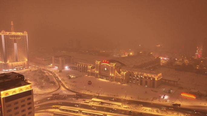 哈站雪景