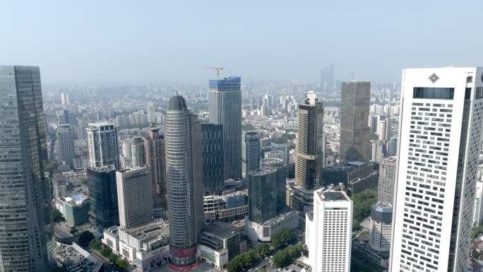 南京新街口建筑群高楼大厦4K航拍