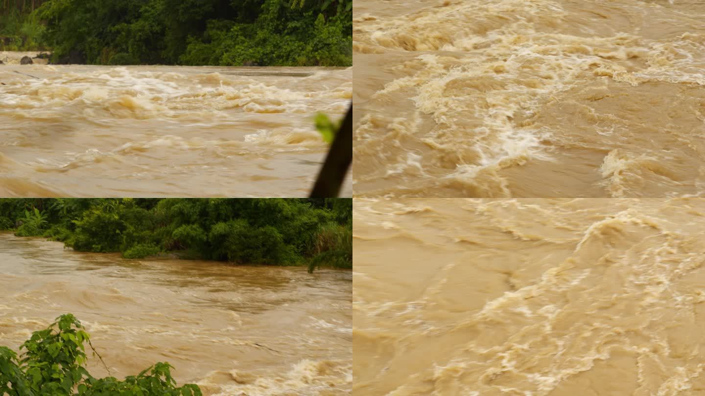 洪流激流急流浑浊河水水流