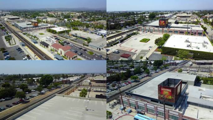 洛杉矶 城市空镜 水果工厂 航拍 4K