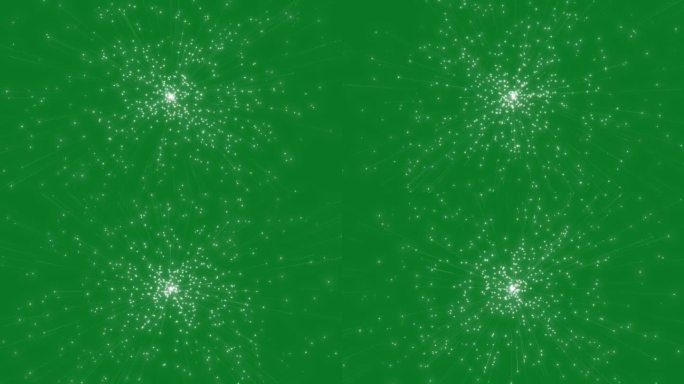 发光的星星爆发动画背景。星爆动画在外层空间，星星超空间跳跃在绿色屏幕背景。相机高速飞过数百万开始在绿