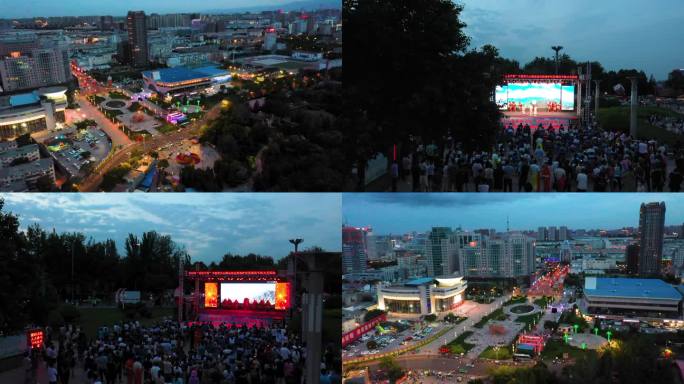 光明广场夜景 清凉宁夏演出素材