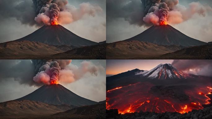 火山喷发爆发烟雾