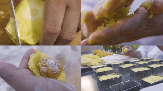 切菠萝 手工凤梨酥 甜品 凤梨酥制作烘焙