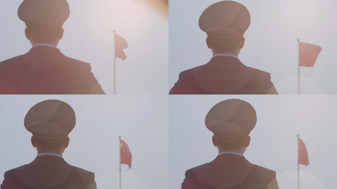 军人向国旗行瞩目礼