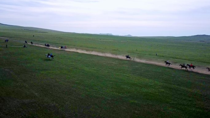 内蒙古草原赛马场景实拍