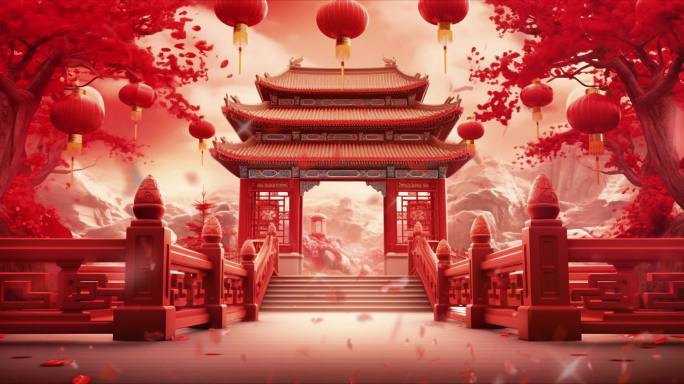 4k红色喜庆中国风背景