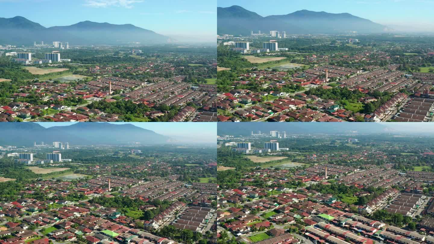 怡保住宅和山脉鸟瞰图，怡保，马来西亚