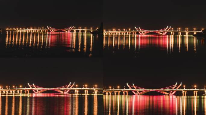 【4K】无锡蠡湖大桥夜景延时
