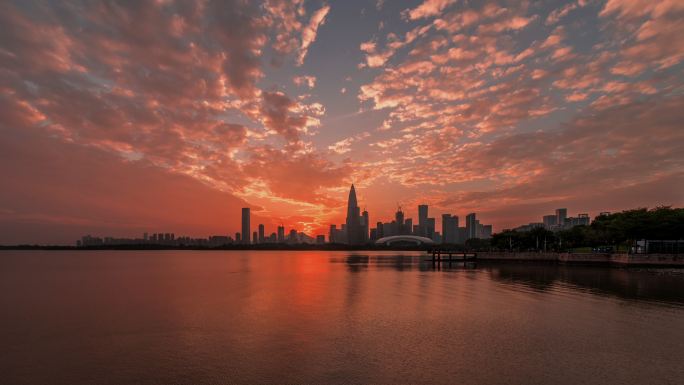 深圳市南山区后海北湾鹭港晚霞延时