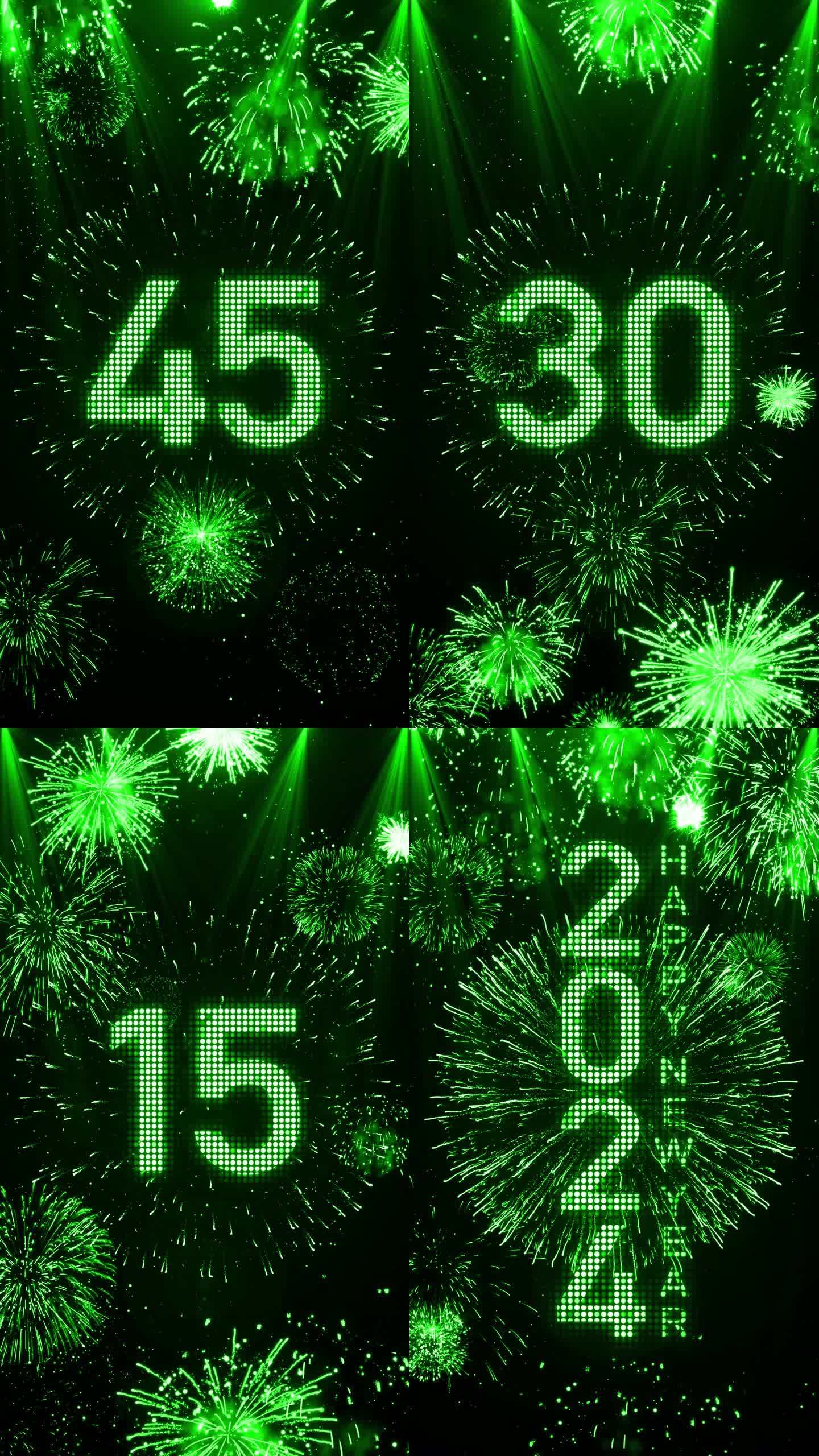 绿色霓虹灯60秒跨年倒数竖屏2024