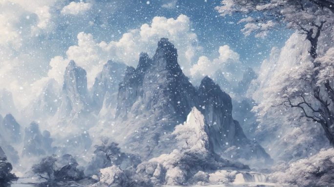 山水雪景循环01