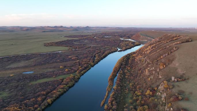 秋天的海拉尔河湿地