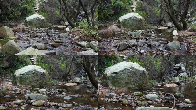 航拍秦岭秋天景色水源地山泉水流溪流河水