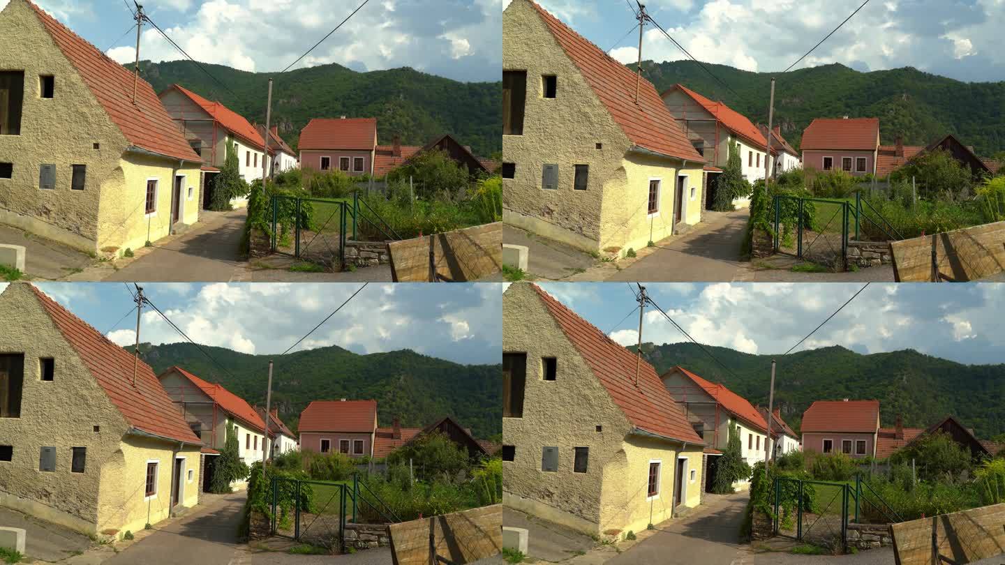 瓦豪的沃森多夫村的房子是奥地利的一个山谷，多瑙河形成了风景如画的风景