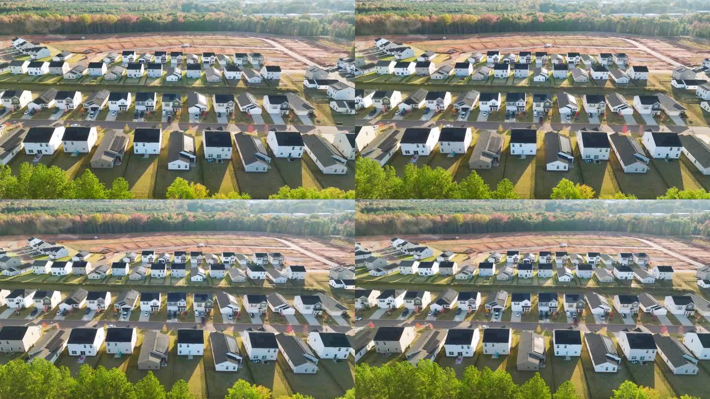 南卡罗来纳郊区新家庭住宅的鸟瞰图。美国郊区的房地产开发