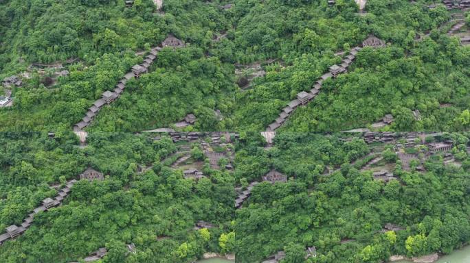 航拍三峡人家沿途风景