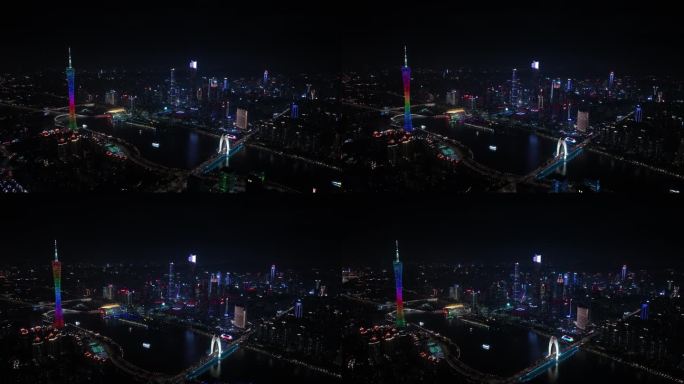 广州珠江新城全景夜景4k航拍