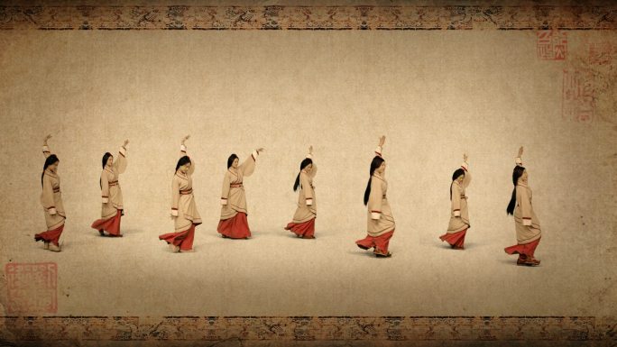 画卷中跳舞的汉代女子的动画视频