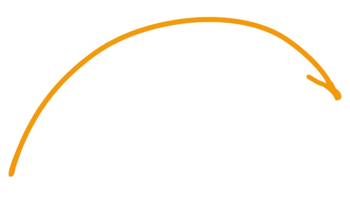 绘制箭头的动画线性符号。手绘的橙色箭头指向右边。矢量插图隔离在白色背景上。