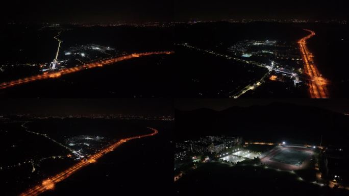 武汉晴川学院夜景航拍1