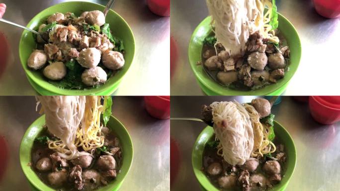 印度尼西亚著名的美食街Bakso /肉丸配面条和米粉