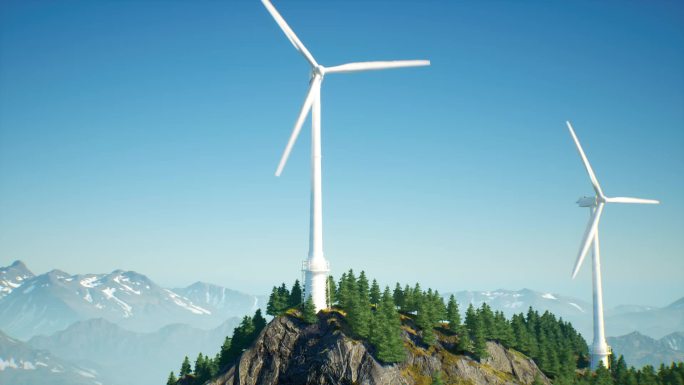 山脉风力发电建设素材