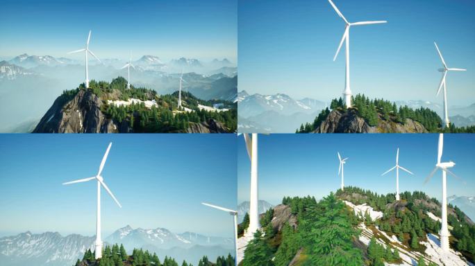 山脉风力发电建设素材