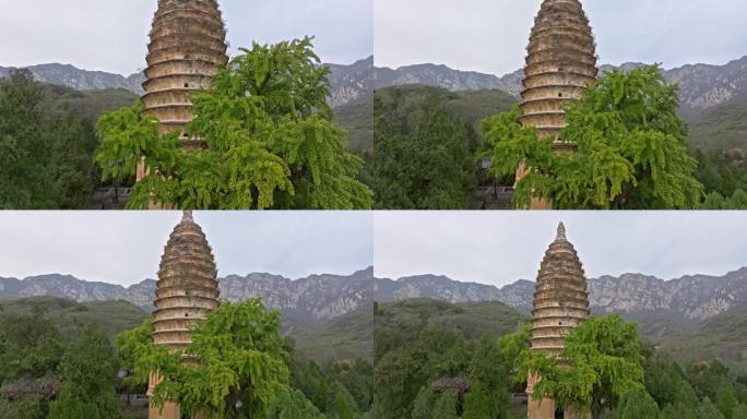 航拍嵩山嵩岳寺塔