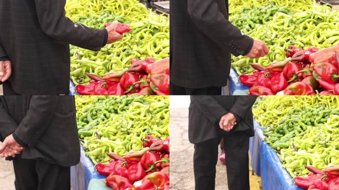 在集市上卖蔬菜和水果