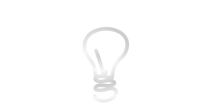 灯泡的动画银色图标。观念和创意。符号是逐渐画出来的。毛圈的视频。线矢量插图孤立的白色背景。
