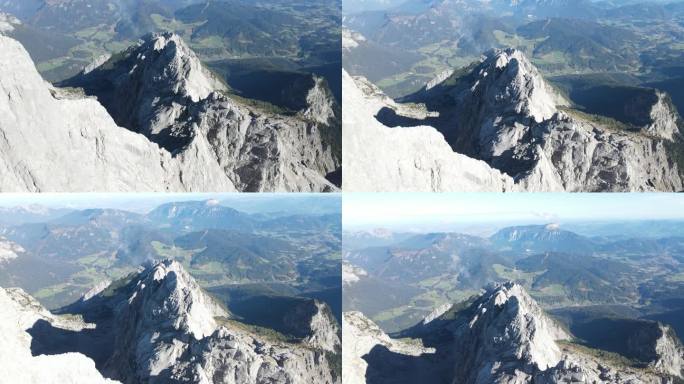 悬崖和山峰从上面看。德国贝希特斯加登阿尔卑斯山脉的大岭。