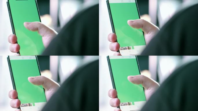 【4K】特写滑动手机绿屏