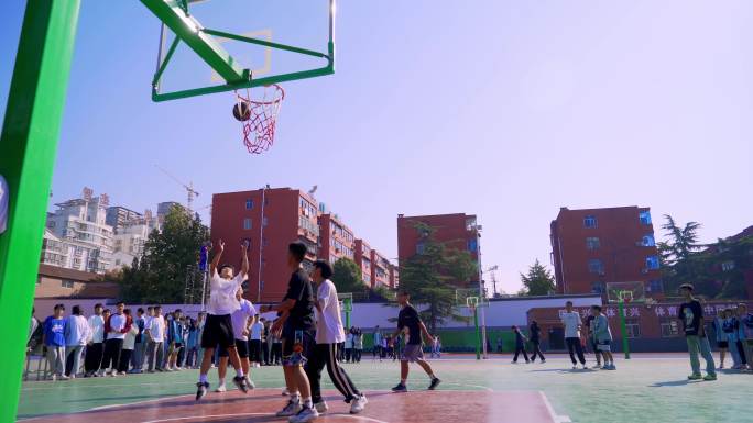 校园篮球比赛【带同期声】