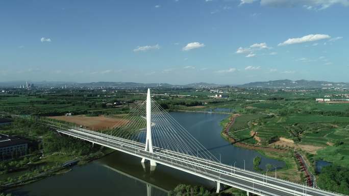 长治 神农湖大桥 航拍 4K  绿色生态