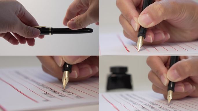 【4K原创】钢笔写信 信纸 特写 写字